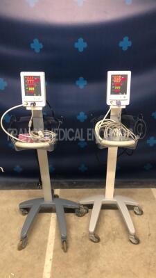 Lot of 2 Mindray Vital Signs Monitors Duo w/ SpO2 Sensors and Cuffs Adult (Both power up)