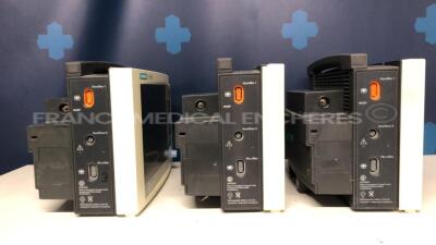 Lot of 3 Siemens Patient Monitors SC7000 - YOM 2002 - 2001 - 1999 S/W VF1.4-W and VF7.3-W - no power supplies (All power up) - 3