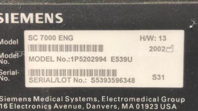 Lot of 3 Siemens Patient Monitors SC7000 - YOM 2002 - 2001 - 1999 S/W VF1.4-W and VF7.3-W - no power supplies (All power up) - 14