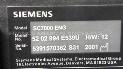 Lot of 3 Siemens Patient Monitors SC7000 - YOM 2002 - 2001 - 1999 S/W VF1.4-W and VF7.3-W - no power supplies (All power up) - 15