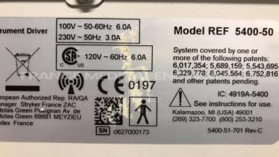 Stryker Powered Instrument Driver Core 5400-50 - S/W 6.3 - Broken contact button (Powers up) - 8