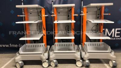 Lot of 3 Smith & Nephew Endoscopy Trolleys - YOM 2014 - 1 Broken contact button no power (2 power up)