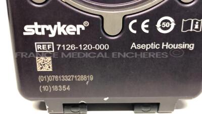 Lot of 1 Stryker Orthopedic Motor System 7 Sagittal Saw 7208 and 1 Stryker Orthopedic Motor System 7 SingleTrigger Rotary drill 7205 including 2 Stryker Aseptic Housing Battery 7126-120-000 - 12