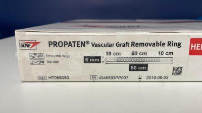 Lot of 9 Gore Propaten Vascular Graft Removable Rings Heparin - 3x 8mm x 80cm / 3x 8mm x 50cm / 1x 6mm x 80 cm / 1x 6mm x 50cm / 1x 10mm x 30cm - 2