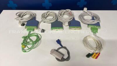 Lot of 4 Drager ECG Hoses and 2 Drager ECG Sensors and 1 Nellcor SPO2 Sensor