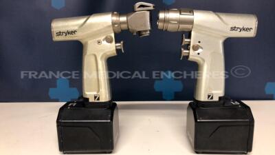 Lot of 1 Stryker Orthopedic Motor System 7 Sagittal Saw 7208 and 1 Stryker Orthopedic Motor System 7 SingleTrigger Rotary drill 7205 including 2 Stryker Aseptic Housing Battery 7126-120-000