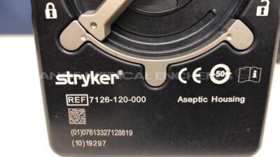 Lot of 1 Stryker Orthopedic Motor System 7 Sagittal Saw 7208 and 1 Stryker Orthopedic Motor System 7 SingleTrigger Rotary drill 7205 including 2 Stryker Aseptic Housing Battery 7126-120-000 - 7