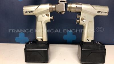 Lot of 1 Stryker Orthopedic Motor System 7 Sagittal Saw 7208 and 1 Stryker Orthopedic Motor System 7 Singel Trigger Rotary drill 7205 including 2 Stryker Aseptic Housings Battery 7126-120-000