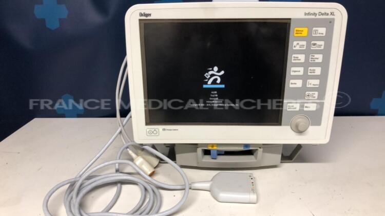 Drager Patient Monitor Infinity Delta XL - YOM 2005 - S/W VF9-1.W -w/ Drager docking station Infinity YOM 2011 - ETCO2 module YOM 2002 - no power supply (Powers up)