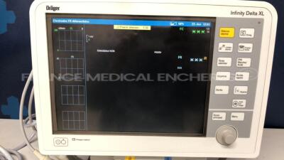 Drager Patient Monitor Infinity Delta XL - YOM 2005 - S/W VF9-1.W -w/ Drager docking station Infinity YOM 2011 - ETCO2 module YOM 2002 - no power supply (Powers up) - 5