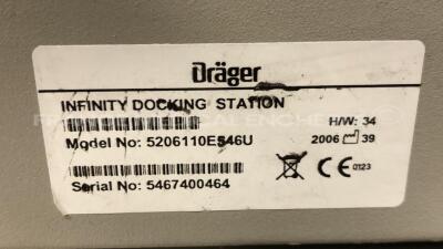 Drager Patient Monitor Infinity Delta XL - YOM 2005 - S/W VF9-1.W -w/ Drager docking station Infinity YOM 2011 - ETCO2 module YOM 2002 - no power supply (Powers up) - 8