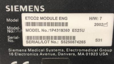 Drager Patient Monitor Infinity Delta XL - YOM 2005 - S/W VF9-1.W -w/ Drager docking station Infinity YOM 2011 - ETCO2 module YOM 2002 - no power supply (Powers up) - 9