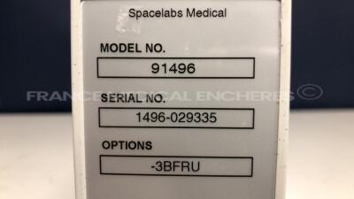 Lot of 1 Spacelabs Patient Monitor Ultraview SL - S/W 2.00.05 and 1 Spacelabs Patient Monitor Xprezzon - S/W 2.00.05 w/ Spacelabs central units Ultraview SL/SL including module ECG/SPO2/TI2 and ECG hoses and SPO2 hoses and Cuffs (Both power up) - 14