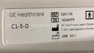 GE Ultrasound Voluson E8 Expert BT10 - YOM 06/2011 - S/W 10.0.2.3095 - Monitor holder to be repaired - Options Advanced 4D - DICOM - SonoNT- Vocal II - Advanced VCI - Advanced STIC - SonoAVC - Expert w/ GE Probe C1-5-D - YOM 05/2011 and GE Probe RIC6-12- - 18