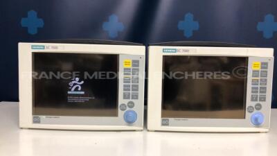 Lot of 2 Siemens Patient Monitors SC7000 - YOM 2001 and 1998 - S/W VF1-W - no power supplies (Both power up)