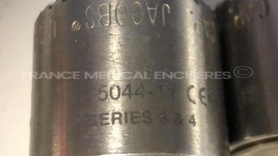 Lot of Hall Orthopedic Air Motor Hall Drill / Reamer 5067.01 Series 4 - YOM 2002 w/ 2 Hall Jacobs Chuck Reamers 5044-11 and Hall / Zimmer Shank Adaptor 1384-34 and Hall Pin Drive Attachment 5052-20 and Hall Drill Adaptor 5044-06 and Hall Orthopedic Air Mo - 9