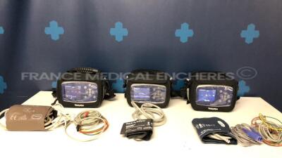 Lot of 3 Welch Allyn Patient Monitors Propaq LT- SW V.1.60.07 - no battery chargers (Both power up)