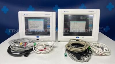 Lot of 2 Spacelabs Patient Monitors Ultraview SL 91370 - YOM 2008 - S/W 2.03.11 and 2.03.13 w/ Spacelabs Module 91496 and ECG sensors and SPO2 sensor (Both power up)