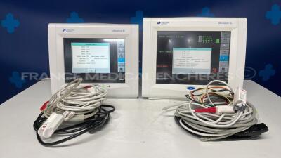 Lot of 2 Spacelabs Patient Monitors Ultraview SL 91369-24-3Q04 and 91370-26-3DQV04 - YOM 2008 - S/W 2.03.11 and 2.03.13 w/ Spacelabs Module 91496 and ECG sensors and SPO2 sensor (Both power up)