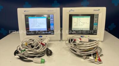 Lot of 2 Spacelabs Patient Monitors Ultraview SL 91370 - 2010 and 2006 - S/W 2.03.11 and 2.03.13 w/ Spacelabs Module 91496 and ECG sensors and SPO2 sensor (Both power up)