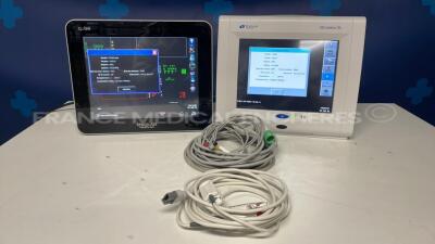 Lot of 2 Spacelabs Patient Monitors Ultraview SL 91369- and 91390 Qube - S/W 2.03.11 and 3.05.10 w/ 1 Spacelabs Module 91496 and ECG sensors and SPO2 sensor for the Ultraview SL (Both power up)