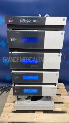 UHPLC including Dionex Ultimate 3000 and Dionex Ultimate 3000 Flow Manager and Dionex Ultimate 3000 Pump and Dionex 3000 Variable Wavelength Detector and Dionex Thermo Scientific Ultimate 3000 RS Autosampler - no power cables (All power up)