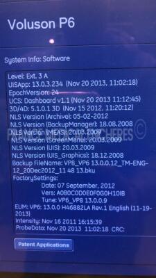 GE Healthcare Voluson P6 BT13 - YOM 07/2013 - S/W 13.0.3 in excellent condition - Options 3D/4D basic - color -w/ New 4C-RS probe YOM 04/2021 (Powers up) - 6