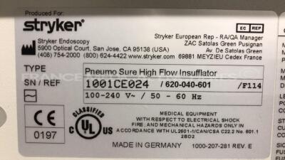 Stryker High Flow Insufflator Pneumo Sure F 114 - S/W F05 034 CA 0513 (Powers up) - 7