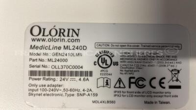 Lot of 3 Olorin LCD Monitors GEN2410LMII - one power supply - no power cables (All power up) - 4