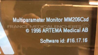 Lot of 2 Datex Patient Monitors Cardiocap 2 w/ ECG Sensors and Artema Patient Monitor MM200 Series - S/W 16.17.16 - no power cables (All power up) - 6