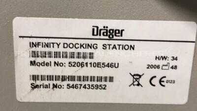 Lot of Drager Patient Monitor Infinity Delta XL - YOM 2011 - S/W VF8-3.W w/ Drager Docking Station YOM 2006 and Drager Patient Monitor Infinity Delta - YOM 2004 - S/W VF5-W w/ Drager Docking Station YOM 2004 (Both power up) - 7