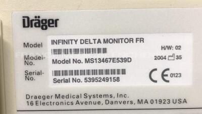 Lot of 2 Drager Patient Monitors Infinity Delta - YOM 2004 - S/W VF5-W ( Both power up) - 6