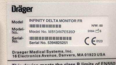 Lot of 2 Drager Patient Monitors Infinity Delta - YOM 2004 - S/W VF5-W ( Both power up) - 7