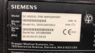 Lot of Drager Patient Monitor Infinity Gamma - YOM 2007 - S/W VF6.4-W and Siemens Patient Monitor SC 6002 XL - YOM 2004 - S/W VF5.3-W - no power supplies (Both power up) - 6