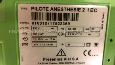 Lot of 3 Frenesius Syringe Pumps Pilote C and 1 Frenesius Syringe Pump Pilote Anesthesie 2 and 1 Fresenius Feeding Pump Program 2 - no power cables (All power up) - 10