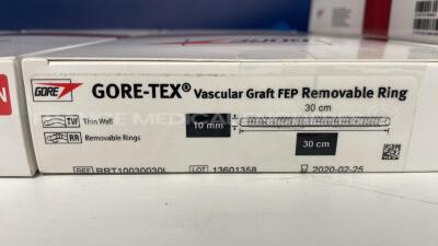 Lot of 9 Gore Propaten Vascular Graft Removable Rings Heparin - 3x 8mm x 80cm / 3x 8mm x 50cm / 1x 6mm x 80 cm / 1x 6mm x 50cm / 1x 10mm x 30cm - 4