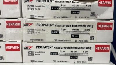 Lot of 9 Gore Propaten Vascular Graft Removable Rings Heparin - 3x 8mm x 80cm / 3x 8mm x 50cm / 1x 6mm x 80 cm / 1x 6mm x 50cm / 1x 10mm x 30cm - 6