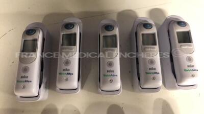 Lot of 5 Braun Ear Thermometer ThermoScan PRO 6000 and 4 Braun Ear Thermometer ThermoScan 6021 - no batteries (All power up) - 2