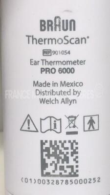 Lot of 5 Braun Ear Thermometer ThermoScan PRO 6000 and 4 Braun Ear Thermometer ThermoScan 6021 - no batteries (All power up) - 9