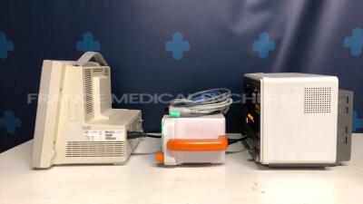 Lot of HP Vital Signs Monitor Viridia 24C - YOM 1999 and Utech Vital Signs VS2000 - YOM 2015 - S/W 2.28 w/ SPo2 & ECG Sensors and Marquette Hellige Vital Signs Monitor Eagle 3010 - S/W 7020 - no power cables (All power up) - 3