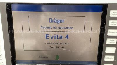 Drager Ventilator Evita 4 - S/W 4.25 (Powers up) - 4