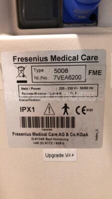 Lot of 2 Fresenius Dialysis 5008 - S/W V4.57/V3.95 - count 50326/50260 hours (Both power up) - 9