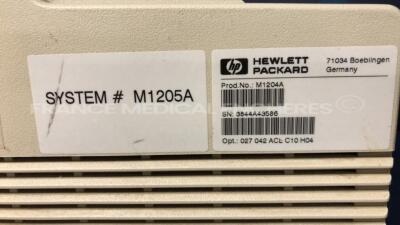 Lot of 2 Hewlett Packard Patient Monitors Viridia 24C w/ Module Racks including SPO2/PLETH and ECG/Resp and NBP and Temp modules (Both power up) - 8