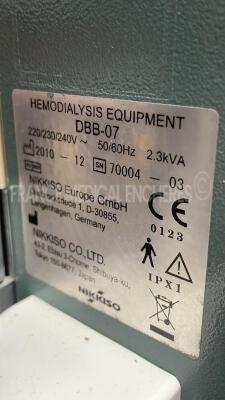 Lot of 2 Nikkiso Dialysis DBB-07 - YOM 2010 - Count 35952h and 36118h (Both no power) - 10
