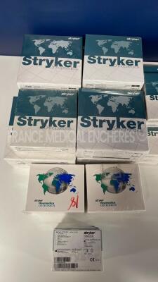 Lot of 50 Stryker Bone Screws 2030-6535-1 and 4 Stryker Bone Screws 40-27022S and 2 Stryker Intramedullaire Plugs 0939 and 4 Stryker Acetabular Cups 0580-6-848 and 2 Stryker Polyethylene Inserts 623-10-32H and 2 Stryker Stabilizer Femorals 5512-F-401 and - 3