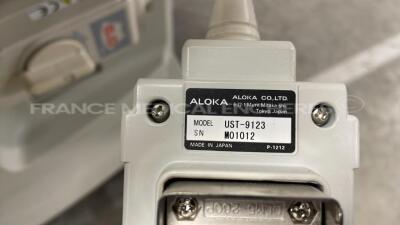 Aloka Ultrasound ProSound SSD 4000 - YOM 2002 w/Aloka Probe UST-5524-7.5 and Aloka Probe UST-9124 and Aloka Probe UST-9123 and Aloka Probe UST-670P-5 and Sony Video Graphic Printer UP-895MD - Boot error (Powers up) - 9
