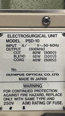 Olympus Electrosurgical Unit PSD-10 w/ footswitch - no power cable (Powers up) - 7