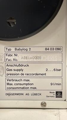 Drager Transport Ventilator Babylog 2/ Babymix 2 - 5