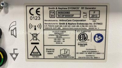 Smith and Nephew Electrosurgical Dyonics RF - YOM 2013 w/ Footswitch ( Powers up) - 6