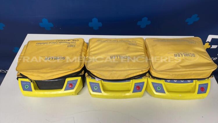 Lot of 3 Schiller Defibrilators Fredbi - no battery chargers (All power up)